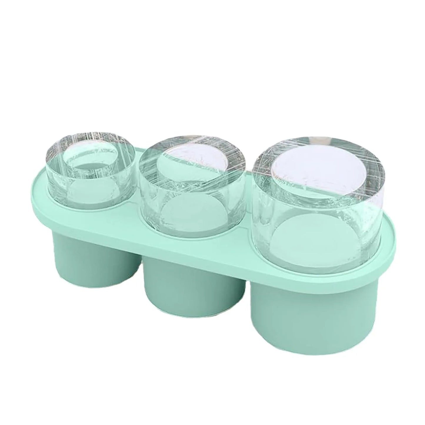 3-Grid Silicone Ice Cube Tray for Stanley 30/40 oz Tumbler – Reusable Cylinder Ice Mold with Lid for Juice, Coffee & Drinks Storage