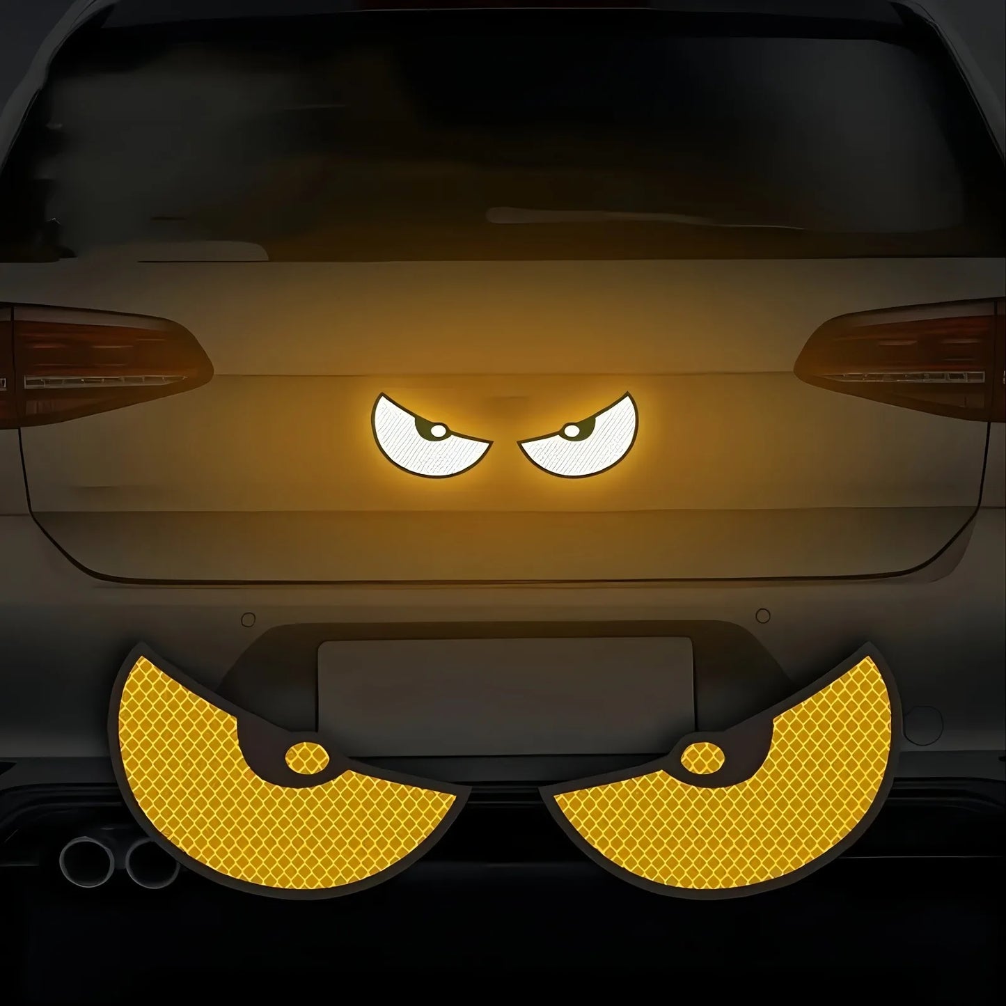 2PCS Demon Eye Reflective Stickers — Car & Motorcycle Safety Decals to Improve Night Visibility