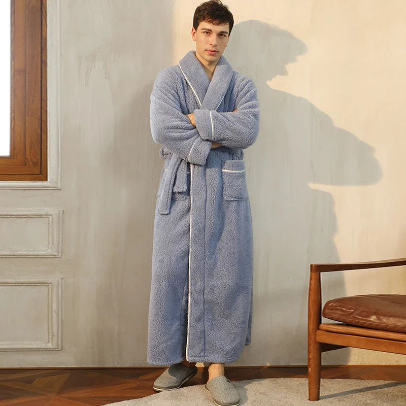 2025 Autumn Winter Cotton Robe – Thick Comfortable Large-Size Bathrobe for Men & Women, Luxury Couple Pajamas