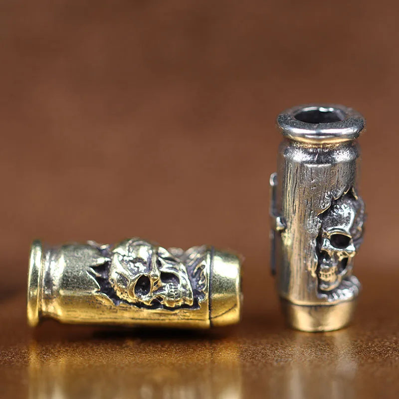 Skull Cross Bullet Brass Beads - EDC DIY Paracord Bracelet, Lanyard Keychain Pendant & Outdoor Accessories Gift