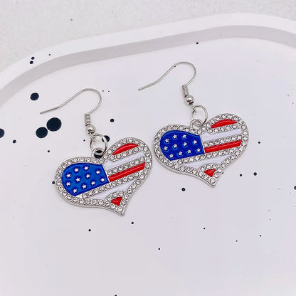 USA Flag Hat Wing Charms Earrings - Patriotic 4th of July Rainbow Flag Dangle Jewelry for Women & Girls