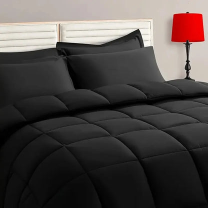 2/3PCS Reversible Comforter Bedding Set – Queen/King Size for All Seasons with Pillow Shams