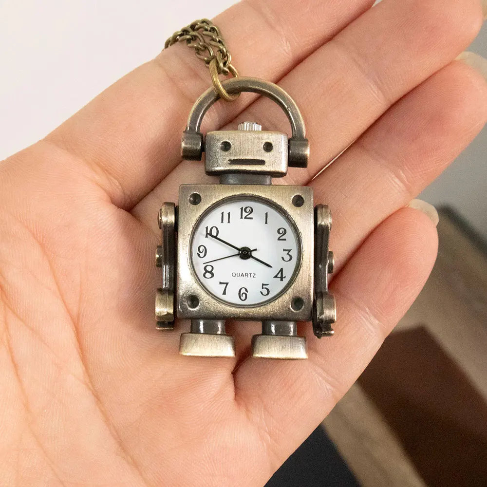 Robot Quartz Pocket Watch - Cool Round Dial with Arabic Numerals for Students and Collectible Gifts