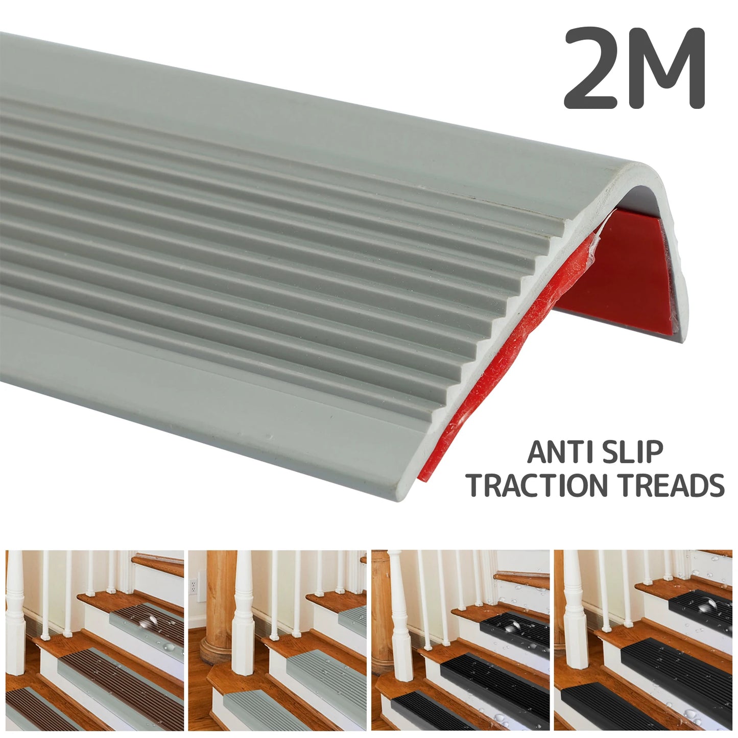 Soft PVC Stair Edge Protector – Non-Slip L-Shape Self-Adhesive Step Trim, 2m Stair Nose Edging Strip