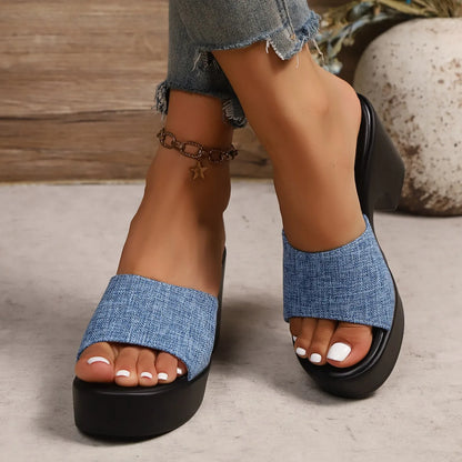 Summer Women’s Open-Toe Platform Sandals – Chunky Heel Flip Flops Outdoor Fashion Shoes