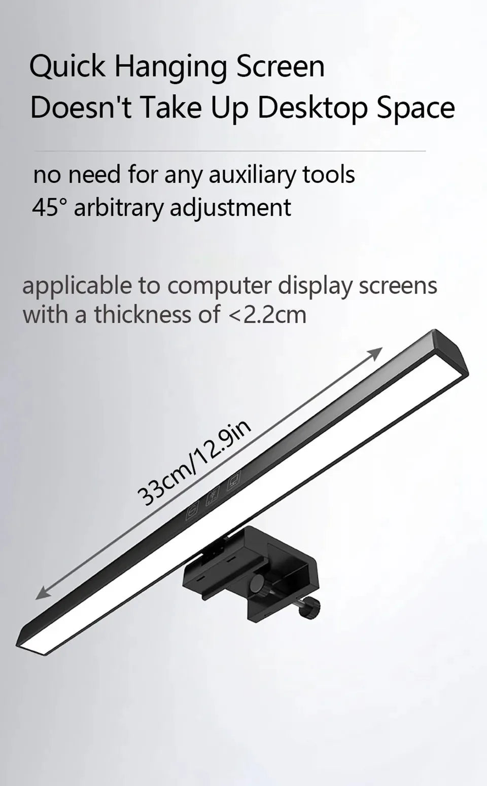 Eye-Care LED Desk Lamp 50cm – USB-Powered Screen Light Bar with Stepless Dimming for Reading & PC