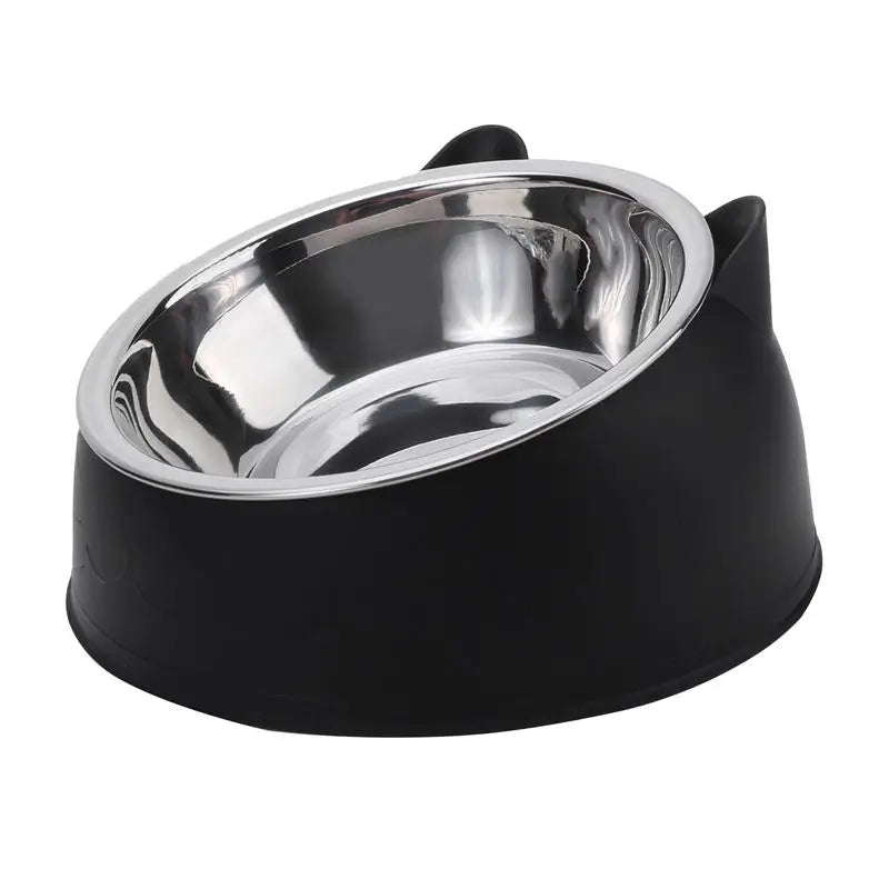 Stainless Steel Cat Food Bowl - Inclined Feeding Bowl for Cats and Puppies
