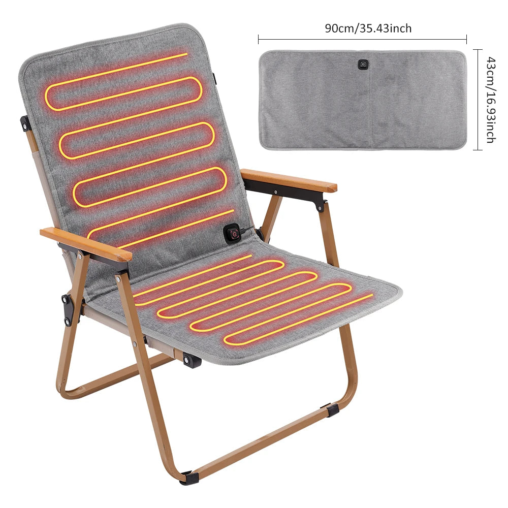 Electric Heated Seat Cushion 43x43cm / 43x90cm – 3-Temperature Adjustable Heating Mat for Office, Camping & Chair Backrest