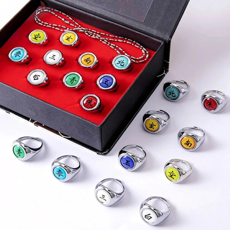 10PCS Bandai Naruto Akatsuki Rings — Itachi Anime Figure Cosplay Accessories, Jewelry & Toys for Boys & Kids Gifts