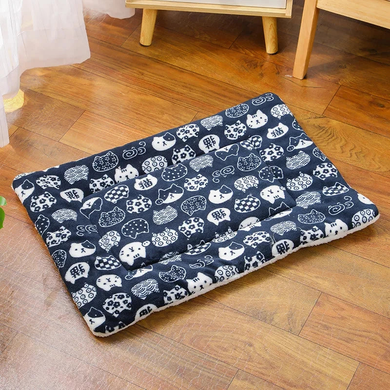 Thick Flannel Pet Sleeping Mat - Soft Warm Cat & Small Dog Cushion Blanket