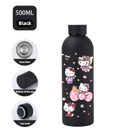 Sanrio Hello Kitty Insulated Sport Bottle — Double-Layer Stainless Steel Vacuum Cup, Small Mouth Coffee Bottle, Angel Color Frosted Finish