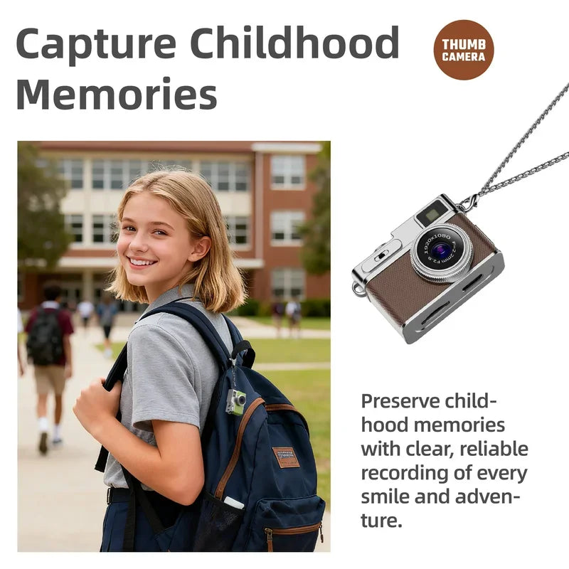 1080P HD Retro Mini Thumb Camera - Wearable Portable Keychain Camera for Travel, Outdoor Photography and Vlogging