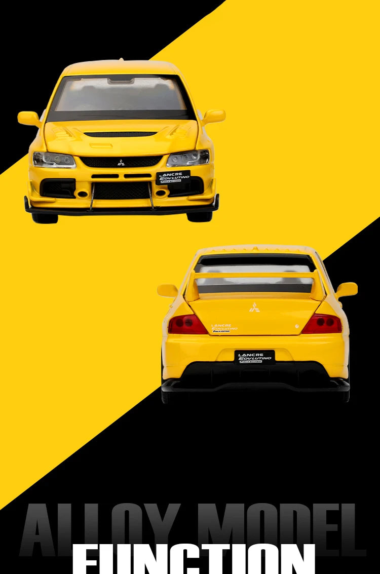 JDM 1:32 Mitsubishi Lancer Evolution IX — Diecast Metal Alloy Racing Car Model with Sound & Light, Right Rudder Gift