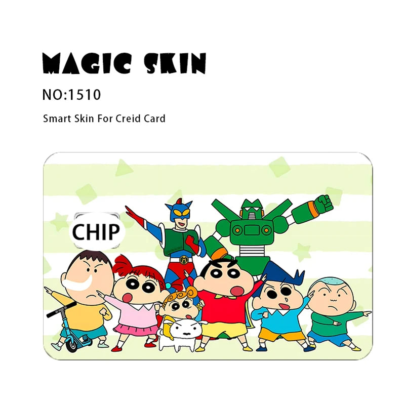 Anime Crayon Shin-Chan Poker PVC Sticker — Waterproof Cartoon Skin for Credit & Debit Cards
