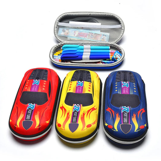 3D Racing Car Pencil Case for Kids – Cartoon EVA PU Stationery Box for School, Cute Pen Bag for Boys