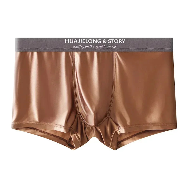 Men’s Ice Silk Boxer Shorts – Breathable Satin-Like Mesh Summer Underwear, Skin-Friendly Comfort Fit (1–3 Pack)