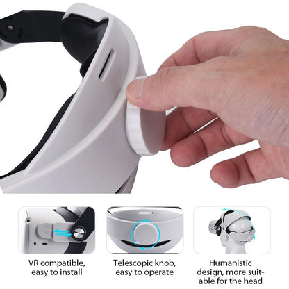 Adjustable Head Strap for Oculus Quest 2 - Comfortable, Replaceable VR Headwear Glasses Accessory