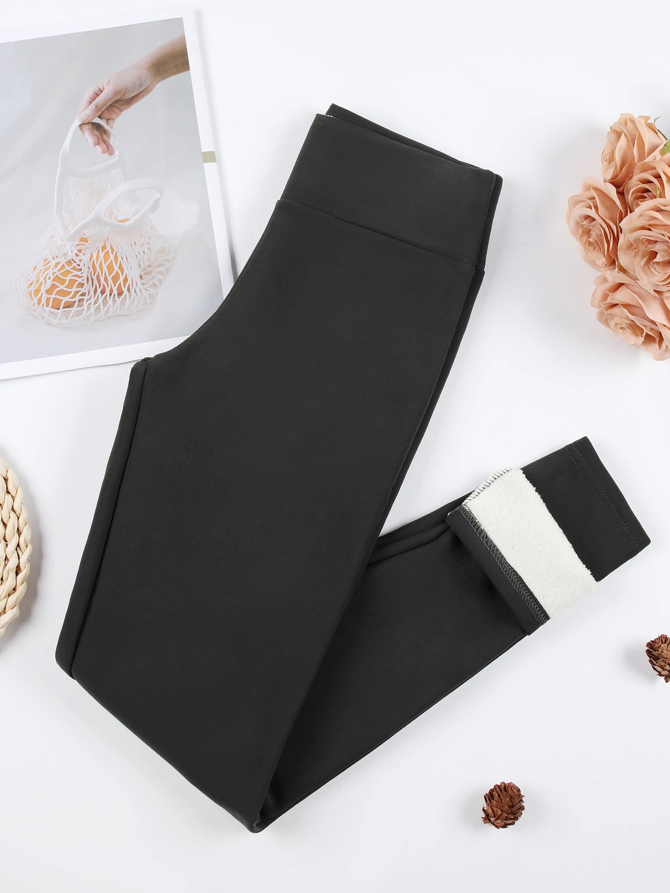 Women’s Velvet Leggings – High-Waist Thick Thermal Stretch Pants, Warm Winter Cold-Resistant Tights
