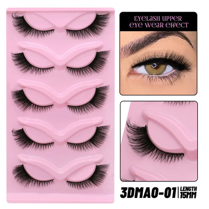GROINNEYA Cat Eye False Eyelashes – Natural Long Clear Band Winged End Faux Mink Lashes for Eye-Enhancing Makeup