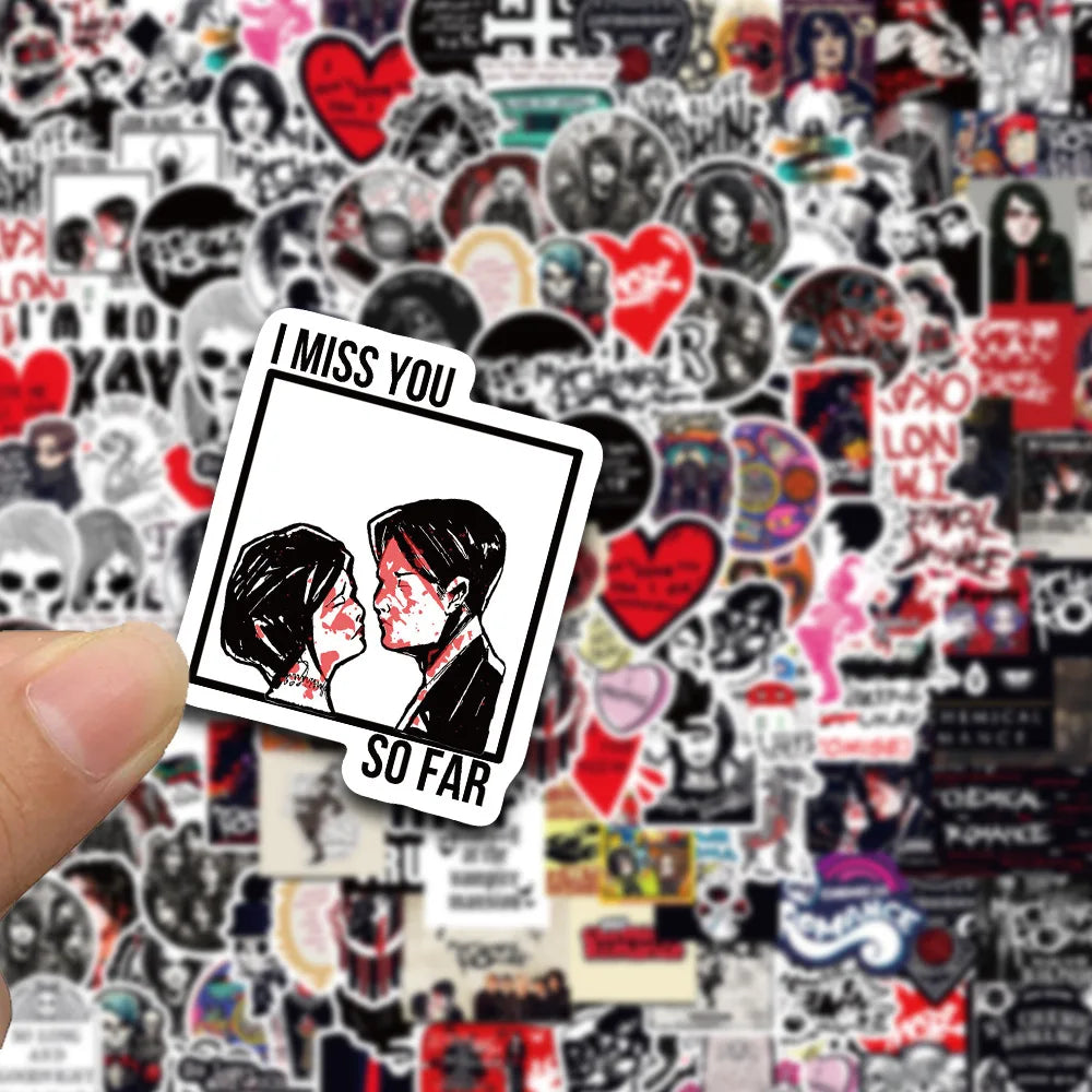 100-Piece My Chemical Romance Sticker Set - Waterproof Vinyl Decals for Laptops, Phones, Guitars, and Luggage