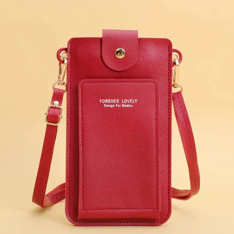 Women's Soft Leather Wallet Crossbody Bag – Touch Screen Phone Purse with Shoulder Strap