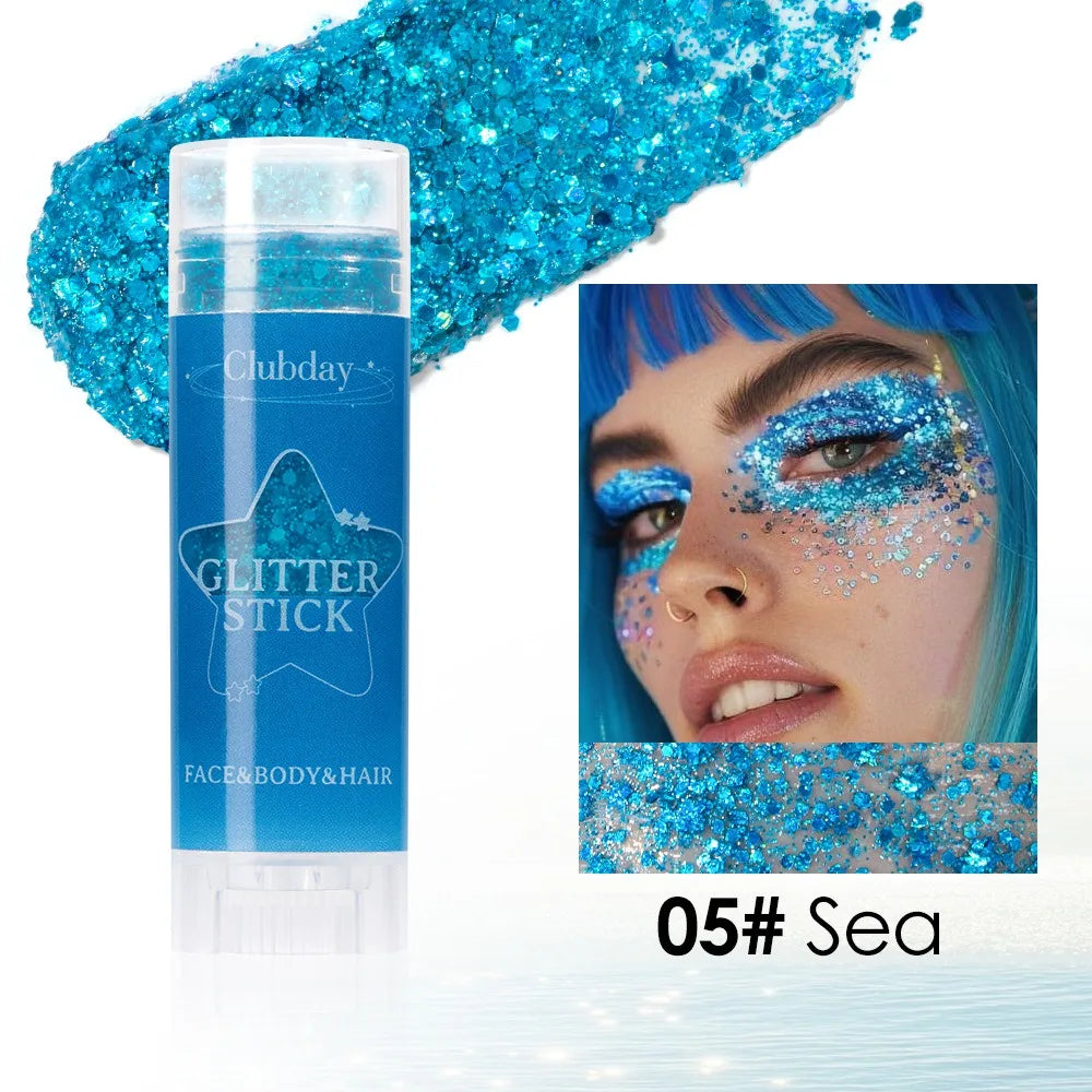Sparkling Sequins Glitter Gel Stick – High-Gloss White & Pink Eyeshadow for Face, Body & Stage Makeup