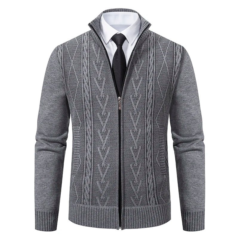 Men's Autumn Winter Cashmere Knit Sweater Coat - Padded Warm Casual Pullover Jacket