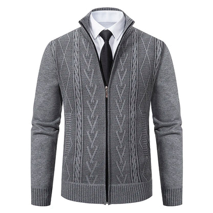 Men's Autumn Winter Cashmere Knit Sweater Coat - Padded Warm Casual Pullover Jacket