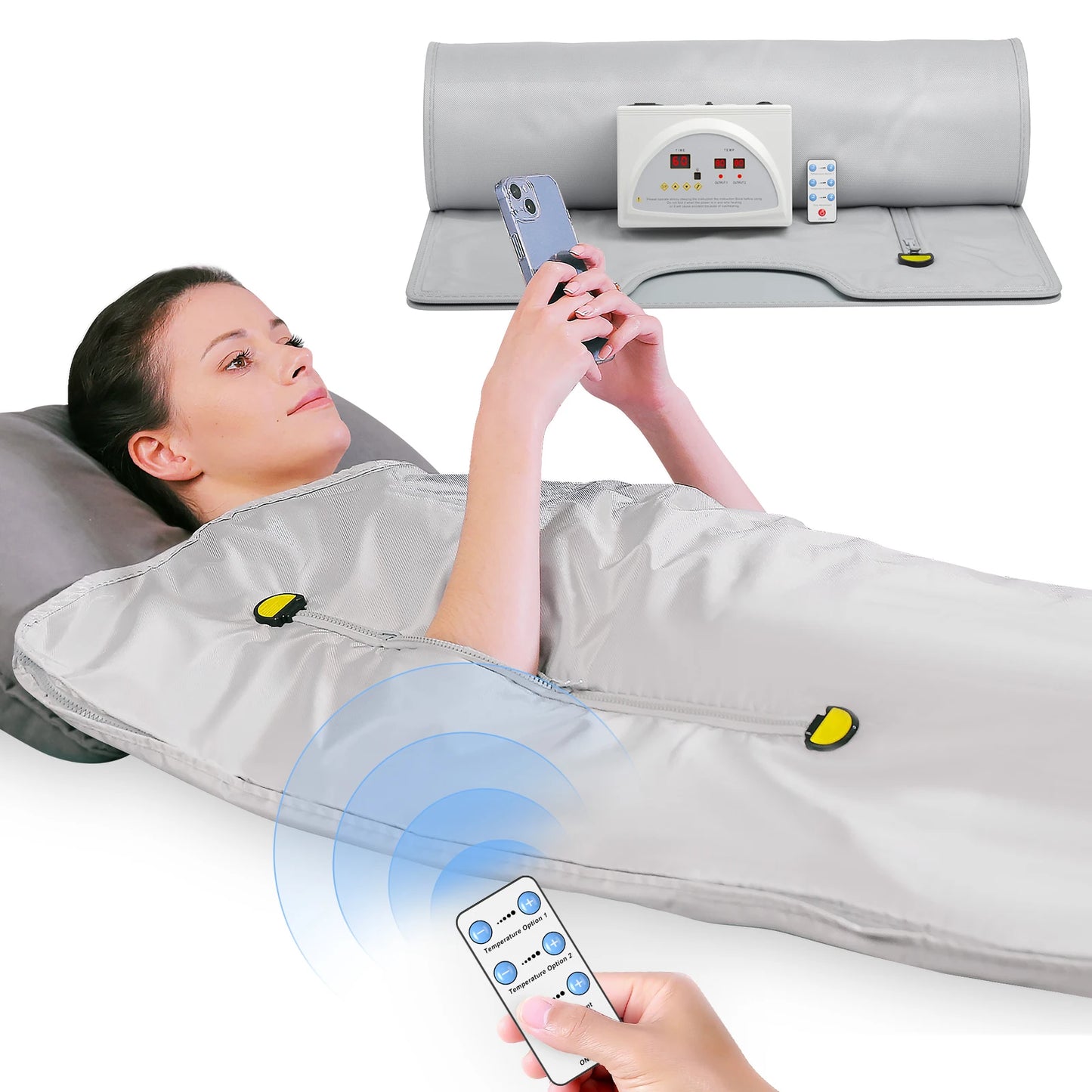 Professional Infrared Sauna Blanket – Slimming Heating Blanket with Zipper Design for Weight Loss & Detox, 180x80cm Home Spa