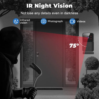 ONENUO WiFi Doorbell - Tuya Wireless Home Doorbell with Camera, DC/AC Battery Powered, Compatible with Alexa and Google