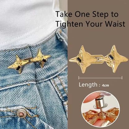 Four-Pointed Star Waist Tightening Tool – Adjustable Waist Buckle for Fashionable Jeans & Fixed Waist Style