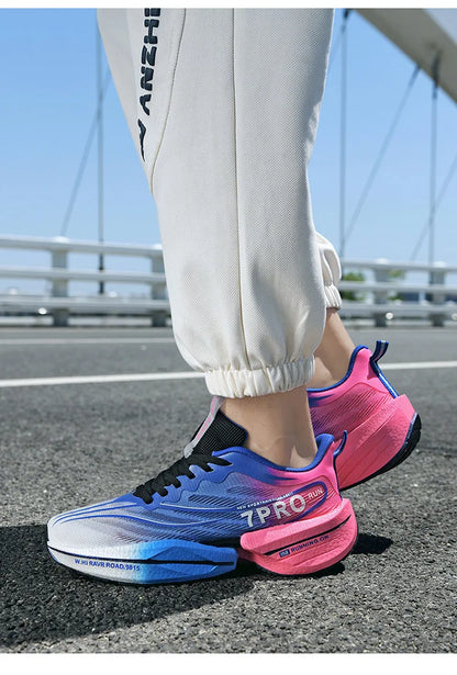 New Men's Carbon Plate Sneakers – Outdoor Soft Sole Mesh Sports Shoes, Lightweight Anti-Slip Running Shoes, Casual Couple Tennis Shoes
