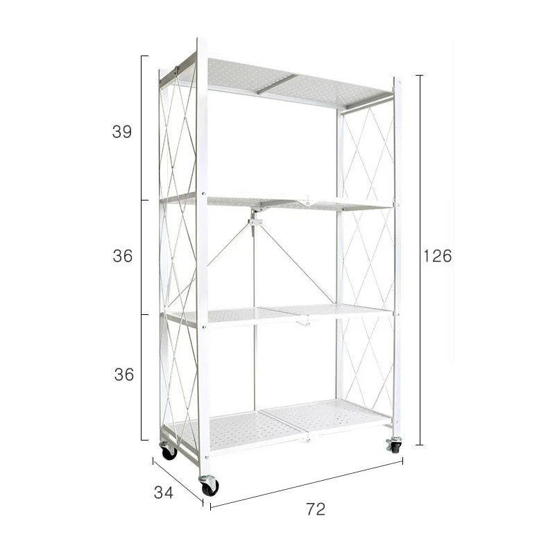 Foldable Large Iron Frame Storage Shelves – Installation-Free Standing Metal Shelving Unit for Kitchen