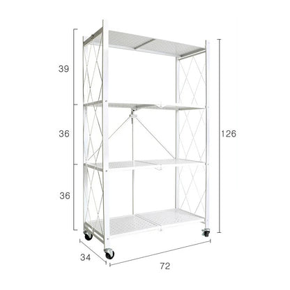 Foldable Large Iron Frame Storage Shelves – Installation-Free Standing Metal Shelving Unit for Kitchen