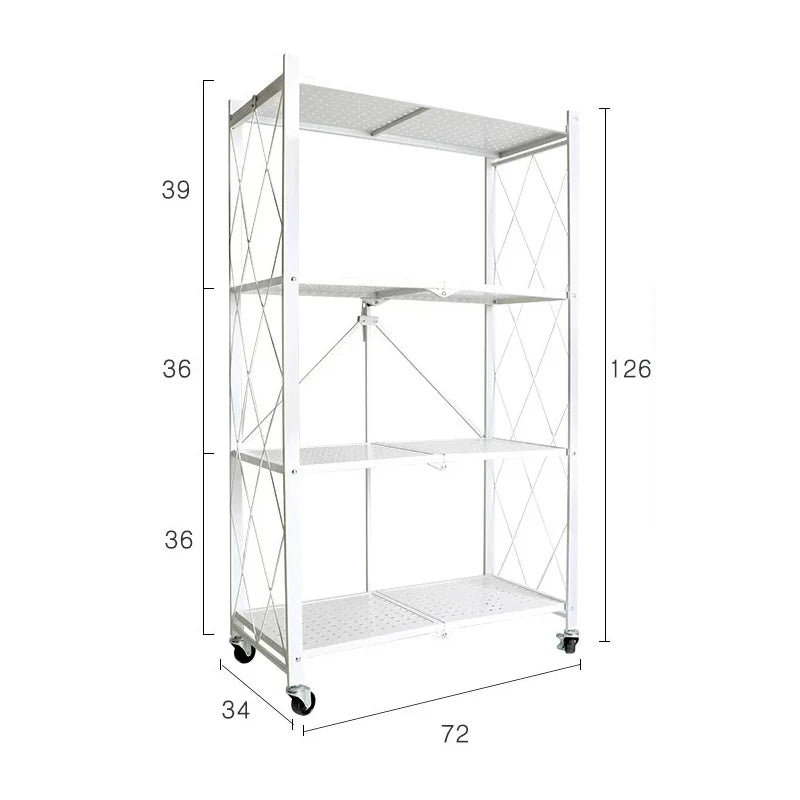 Foldable Large Iron Frame Storage Shelves – Installation-Free Standing Metal Shelving Unit for Kitchen