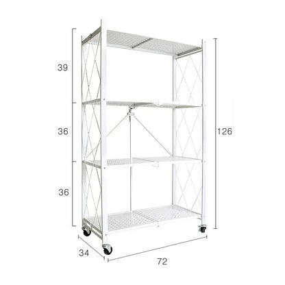 Foldable Large Iron Frame Storage Shelves – Installation-Free Standing Metal Shelving Unit for Kitchen