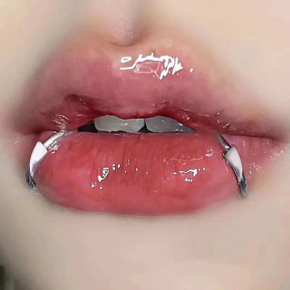 Stainless Steel Sharp Teeth Fake Lip Ring – Personalized Punk Gothic Body Jewelry for Women
