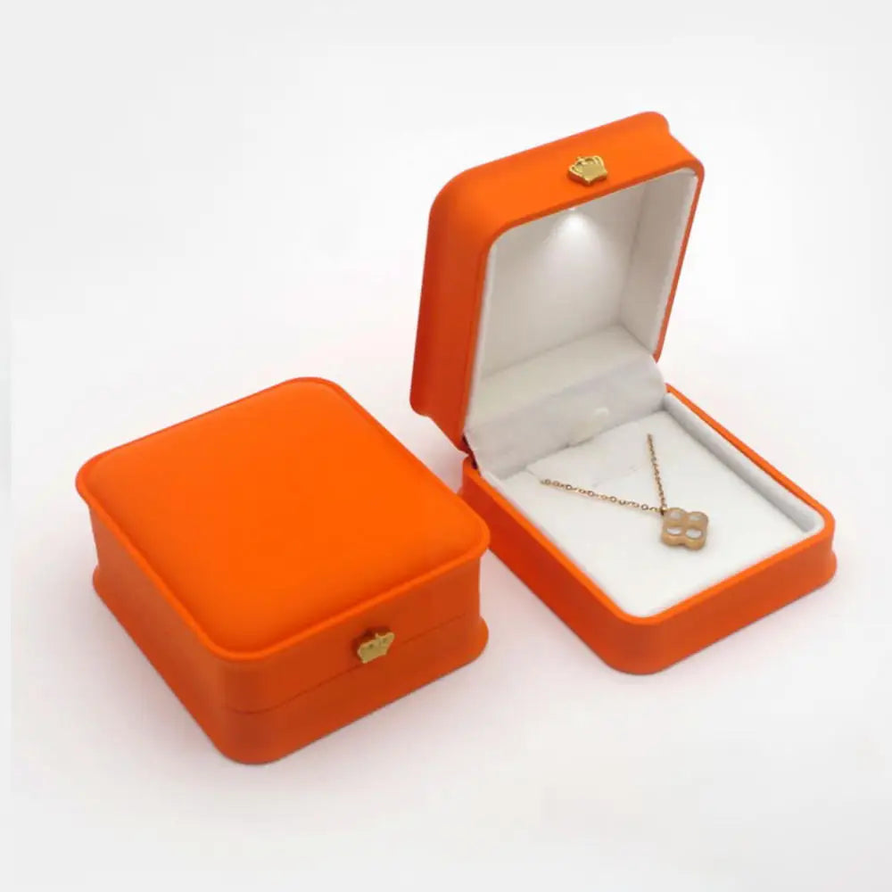 LED Jewelry Ring & Necklace Box — Luxury Velvet Display Case with Light for Engagement, Proposal & Wedding Gifts