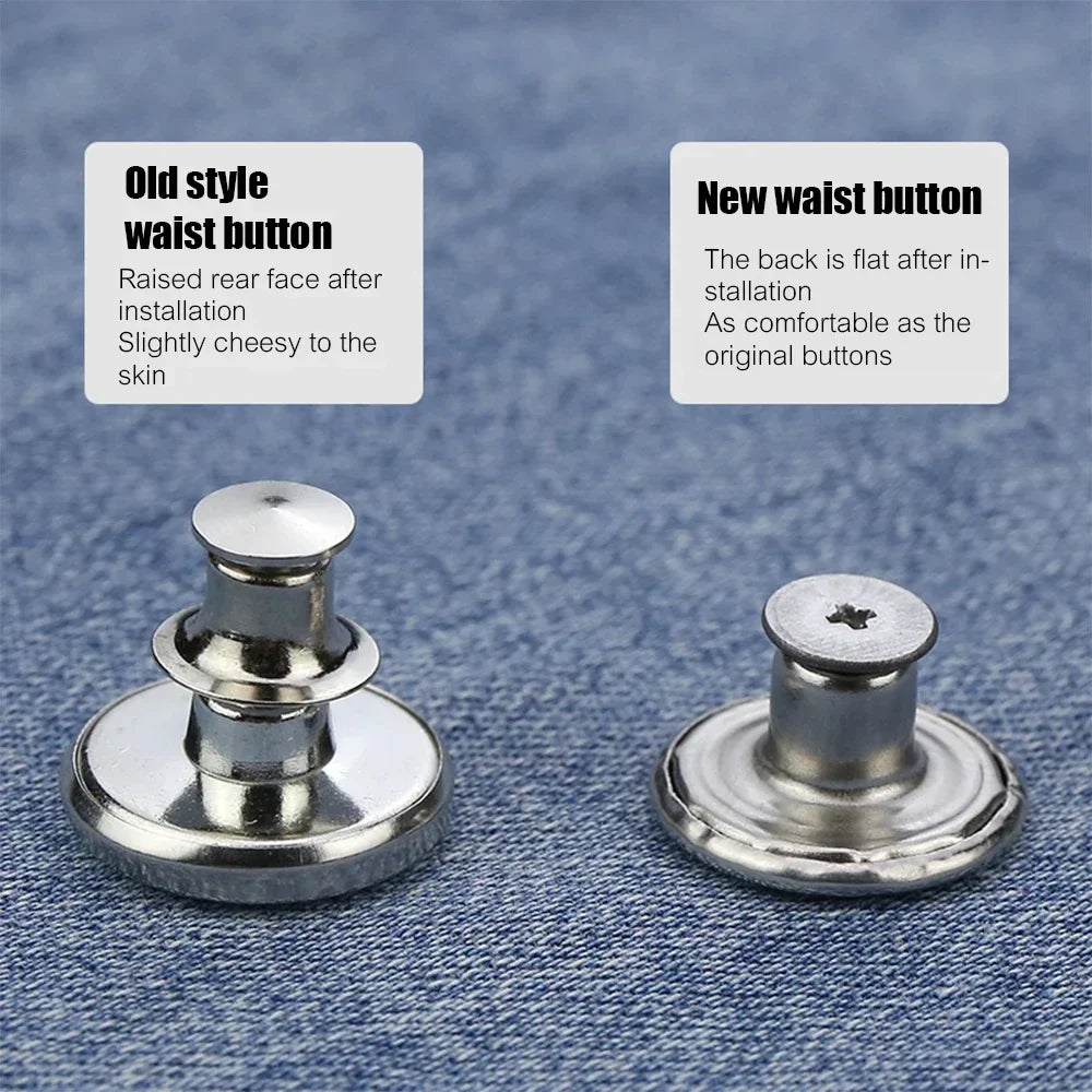Metal Jeans Buttons Replacement Kit - 10Pcs 17mm Screw-on No-Sewing Buttons for Clothing Repair, Nailless Jean Buckles
