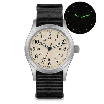 Militado ML05 Vintage Quartz Watch 38mm with VH31 Movement, Domed Sapphire Crystal, AR Coating & Luminous Dial