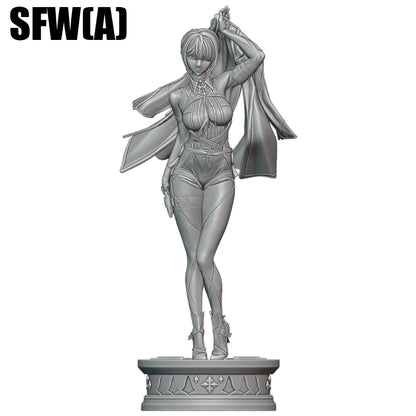 1/24 Short Blonde Lady Resin Figure Model - Unassembled Unpainted 3D Printed DIY Statue Kit