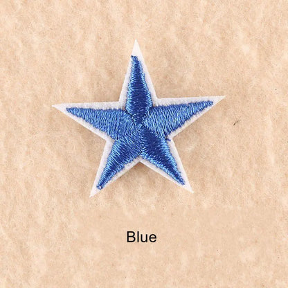 10Pcs Mini Star Embroidery Iron-On Patches – DIY Clothing Appliques Pentagram Stickers for Jackets, Jeans & Bags (Black, White, Gold)