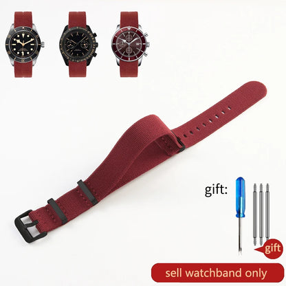 60's French Army Nylon Watch Strap - Woven Military Watch Band for Rolex, Seiko, Tudor & Omega