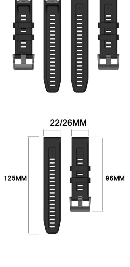 Silicone Watch Strap for Garmin Fenix 7X/7/7S/6/6X/5X/5S/3HR/945/935 – QuickFit 20/22/26mm Wrist Band