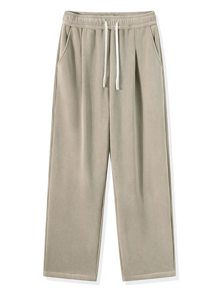 Winter Men’s Korean Fashion Fleece Sweatpants – Thick Warm Wide Leg Loose Thermal Track Pants