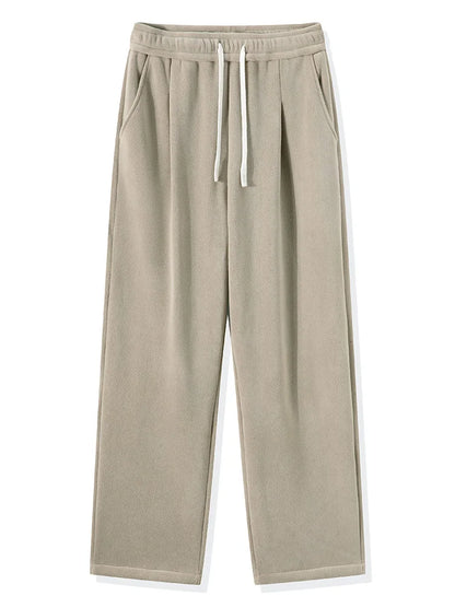 Winter Men’s Korean Fashion Fleece Sweatpants – Thick Warm Wide Leg Loose Thermal Track Pants