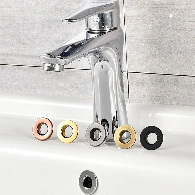 Brass Bathroom Sink Overflow Cover Cap – Chrome Trim Basin Faucet Hole Ring Insert Replacement, Bathroom Accessories for Universal Fit & Easy Installation