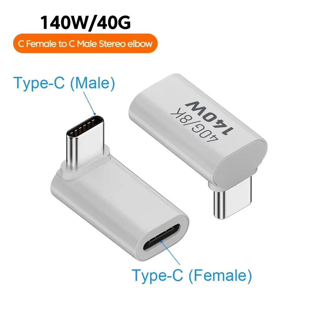 NNBILI 140W 40Gbps OTG Type-C Adapter – 90° USB-C to USB-C Fast Charging & Data Transfer for iPhone 15 & MacBook
