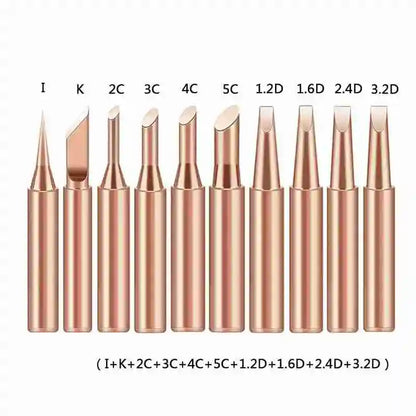 10Pcs 900M Soldering Iron Tips - Pure Copper Welding Replacement Heads for Electric Soldering Tools