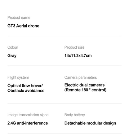 GT3 8K GPS Drone – Professional Foldable Quadcopter with 180° Dual HD Cameras, 5G WiFi, Obstacle Avoidance & Brushless Motors